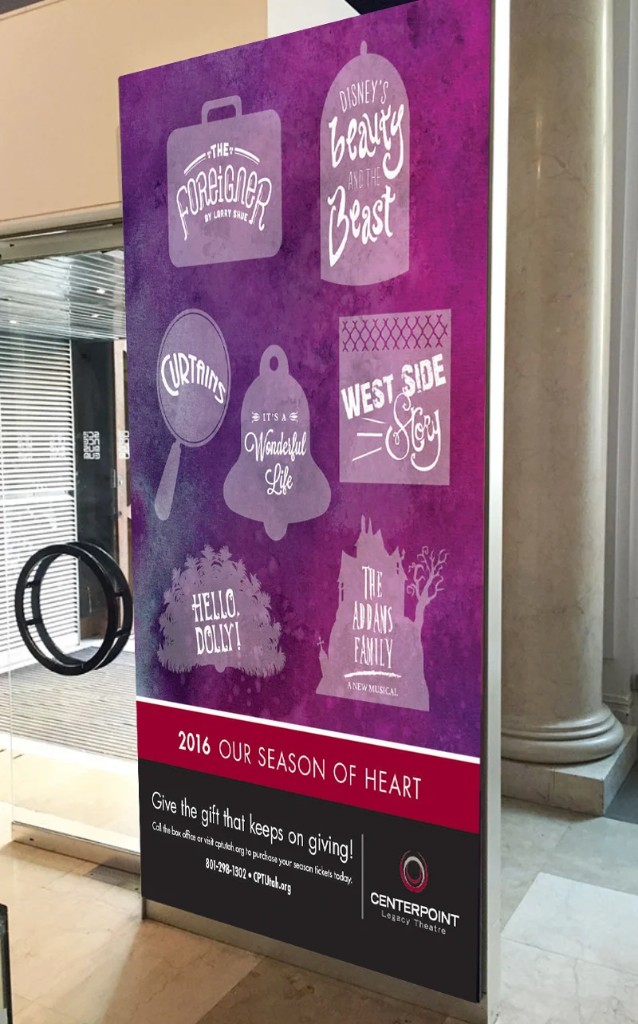 CenterPoint season poster displayed in a theatre lobby
